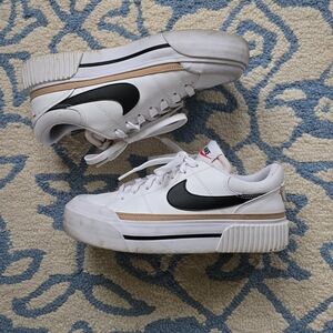 Nike Women's White and Black Sneakers with Tan Accents